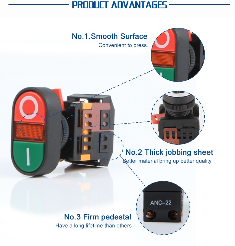 AS-22&25N double push button Switch with light,momentary button switch -  CHINA XIDER ELECTRIC