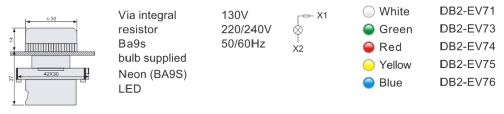 DB2-EV74 Plastic Push Button Switch