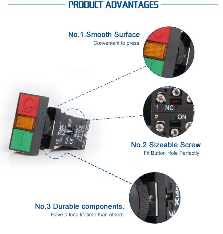 DB2-EW8365 Double square illuminated push button switch